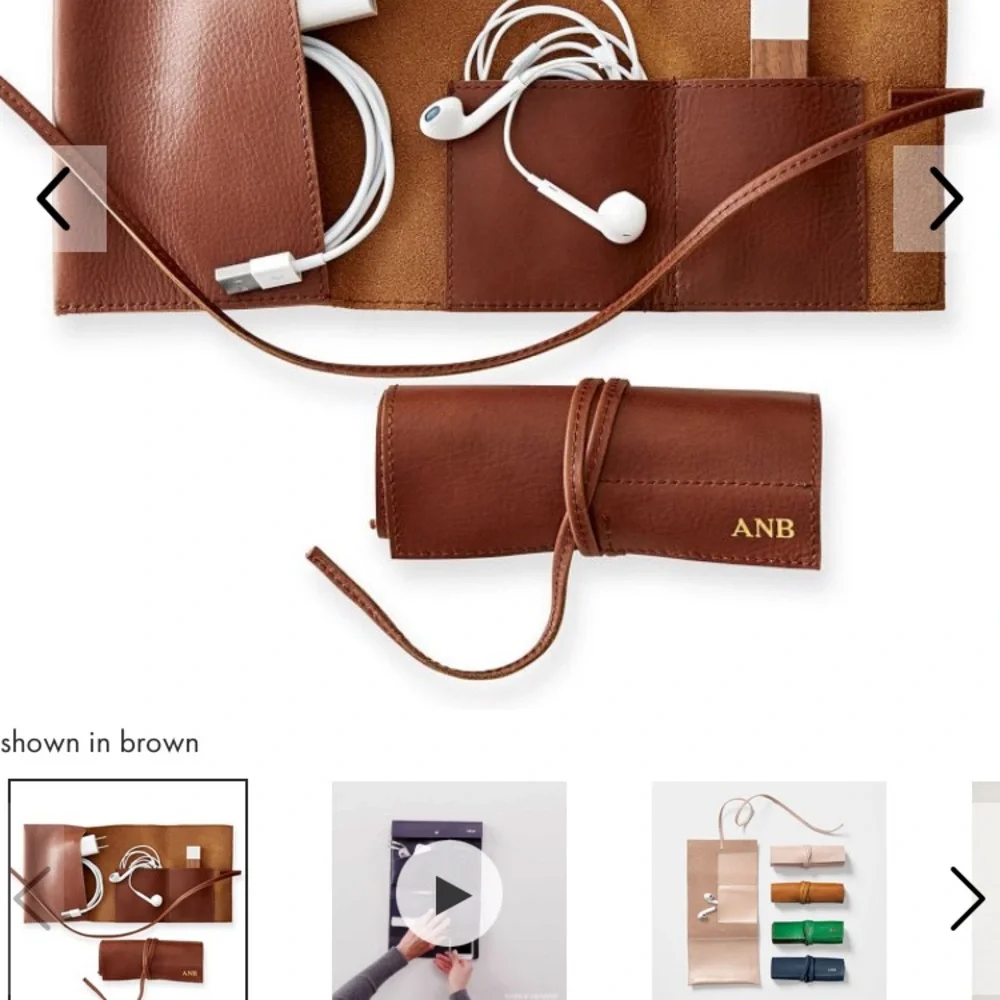 Mark & Graham green leather charger roll up case